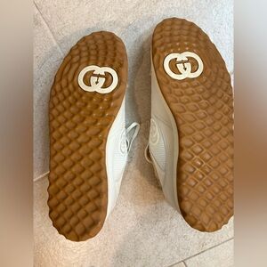 Men’s Gucci Cream and White Fur-trimmed Sneakers